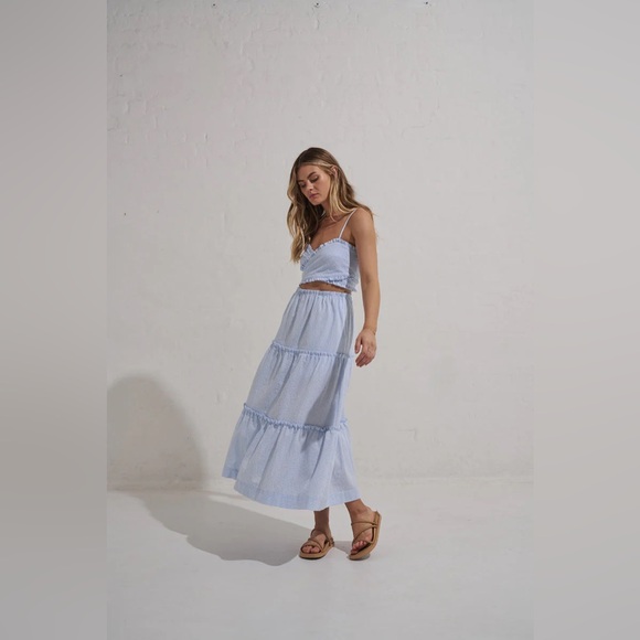 MØN RENN ~ Serene Midi Dress - Blue Stripe - Picture 7 of 9